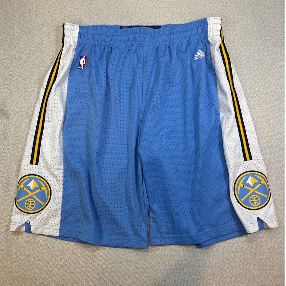 Adidas Denver Nuggets Basketball Shorts Mens XL Blue Polyester NBA Mesh Classic